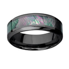 Zirconium Ring with Black Mother of Pearl Inlay 
