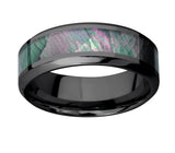 Zirconium Ring with Black Mother of Pearl Inlay 