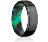 Zirconium Ring with Abalone Shell Sleeve 