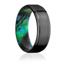 Zirconium Ring with Abalone Shell Sleeve 