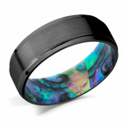 Zirconium Ring with Abalone Shell Sleeve 