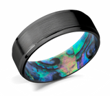 Zirconium Ring with Abalone Shell Sleeve 
