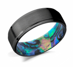 Zirconium Ring with Abalone Shell Sleeve 