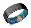 Zirconium Ring with Abalone Shell Sleeve 