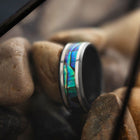 Zirconium Ring with Palladium Silver & Abalone Inlays 