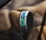 Zirconium Ring with Palladium Silver & Abalone Inlays 