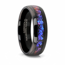 Black Tungsten Ring with Crushed Alexandrite and Dark Blue & Purple Crushed Goldstone 