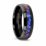 Black Tungsten Ring with Crushed Alexandrite and Dark Blue & Purple Crushed Goldstone 