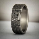 American Flag 2A Battleworn Titanium Ring