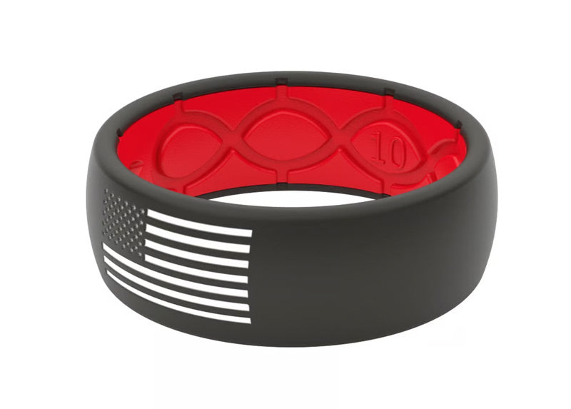 American Flag Silicone Ring - Black/Red 