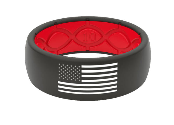 American Flag Silicone Ring - Black/Red - Camo Ever After