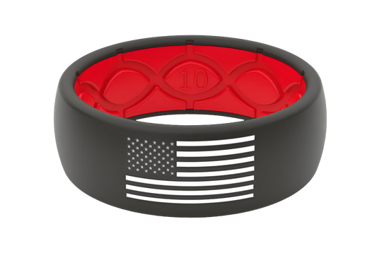 American Flag Silicone Ring - Black/Red 