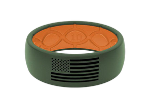 American Flag Silicone Ring - Moss Green/Orange 