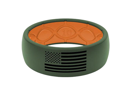American Flag Silicone Ring - Moss Green/Orange 