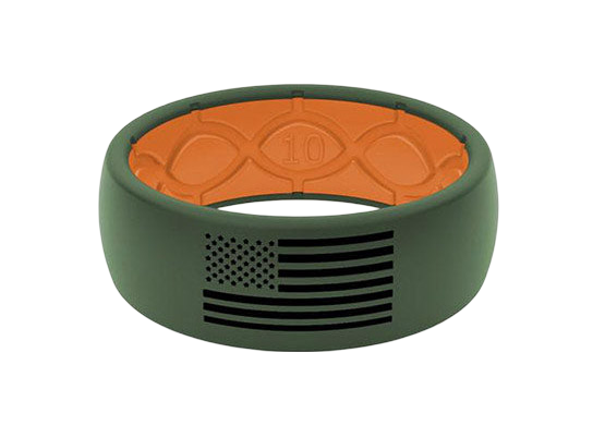 American Flag Silicone Ring - Moss Green/Orange 
