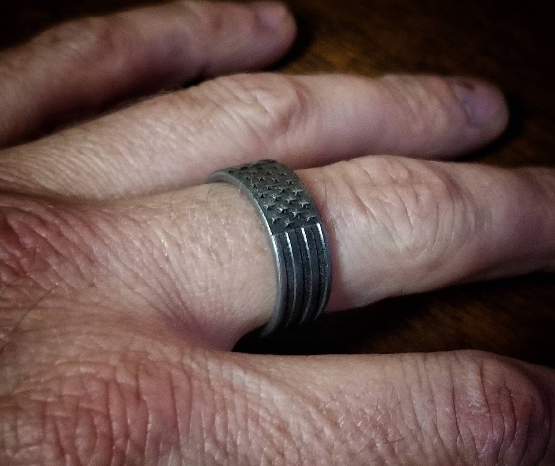 Patriotic Ring - American Flag Titanium 