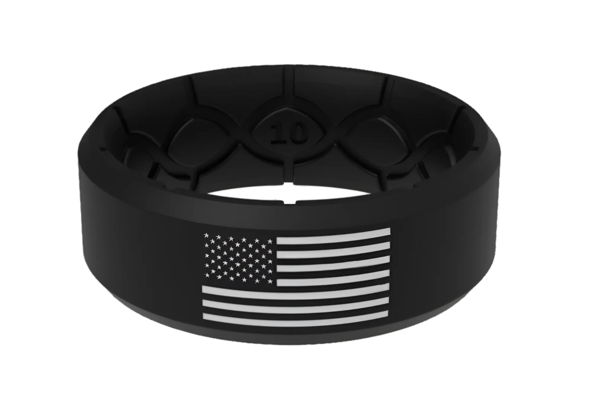 American Flag Silicone Ring - Black and White 
