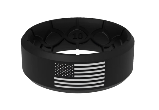 American Flag Silicone Ring - Black and White 