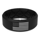 American Flag Silicone Ring - Black and White 