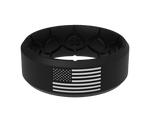 American Flag Silicone Ring - Black and White 