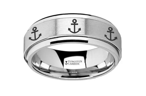 Ring with Spinning Anchors in Tungsten - 8mm