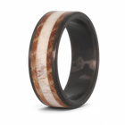 Antler Ring with Whiskey Barrel Wood & Carbon Fiber 