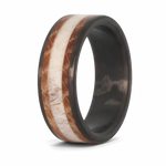 Antler Ring with Whiskey Barrel Wood & Carbon Fiber 