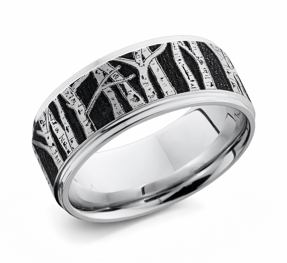 Carved Aspen Treeline Pattern Band 