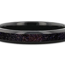 Black Tungsten Ring with Crushed Blue and Purple Goldstone 