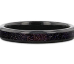 Black Tungsten Ring with Crushed Blue and Purple Goldstone 