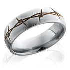 Domed Band with Rust Barbed Wire Design 
