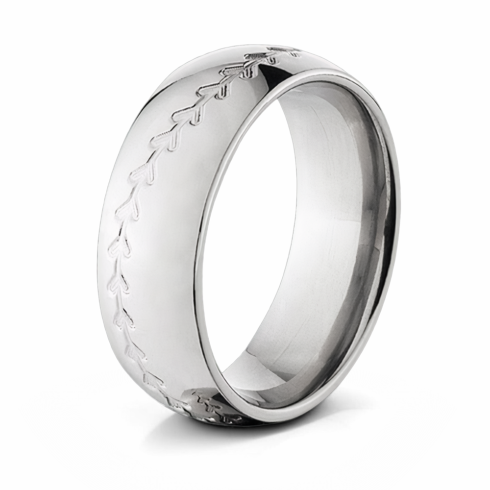 Men's Baseball Ring with No Color Stitching - 8mm 