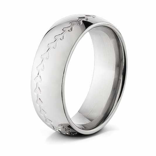 Men's Baseball Ring with No Color Stitching - 8mm 