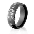 Black Basketball Wedding Ring - 8mm 