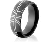 Black Basketball Wedding Ring - 8mm 