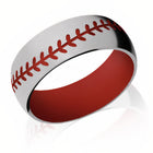 Baseball Stitch Ring with Red Sleeve - Titanium 