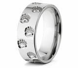Bear Paw Ring - Titanium Animal Track Bands 8mm 