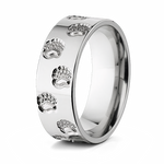 Bear Paw Ring - Titanium Animal Track Bands 8mm 