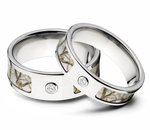 Realtree Bezel Ring Set for Couples - Realtree Snow Camo 