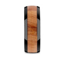 Carpathian Elm Wood Ring In Black Ceramic - 8mm 