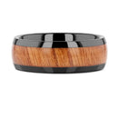 Carpathian Elm Wood Ring In Black Ceramic - 8mm 