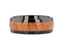 Carpathian Elm Wood Ring In Black Ceramic - 8mm - Camo Ever After