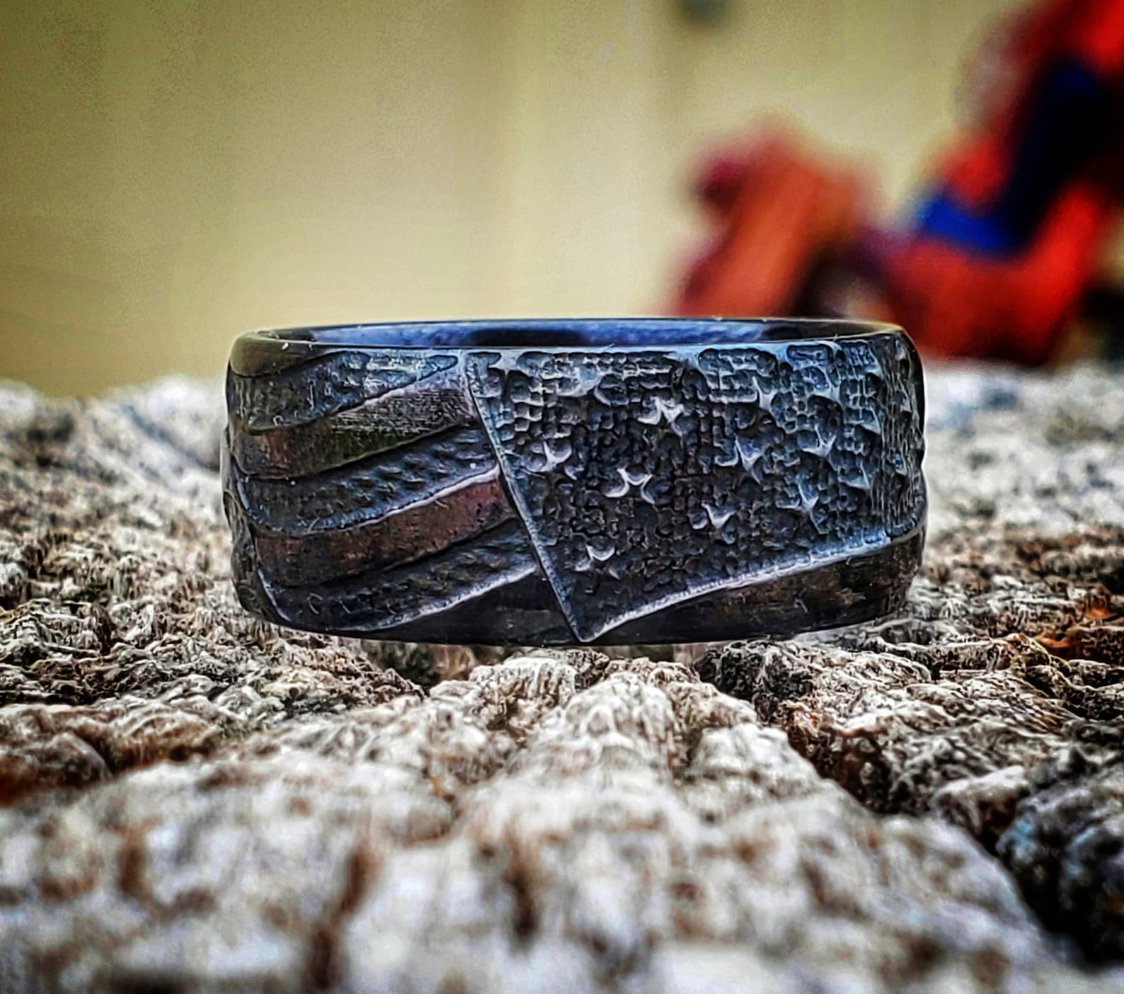 Old Glory Black Titanium American Flag Ring - Camo Ever After