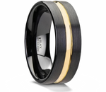 black ceramic ring with gold line