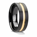 black ceramic ring with gold line