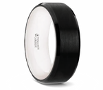 Black Tungsten Wedding Band  with White Interior 