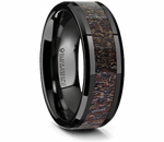 Dark Antler Inlay Ring - Ceramic 8mm 