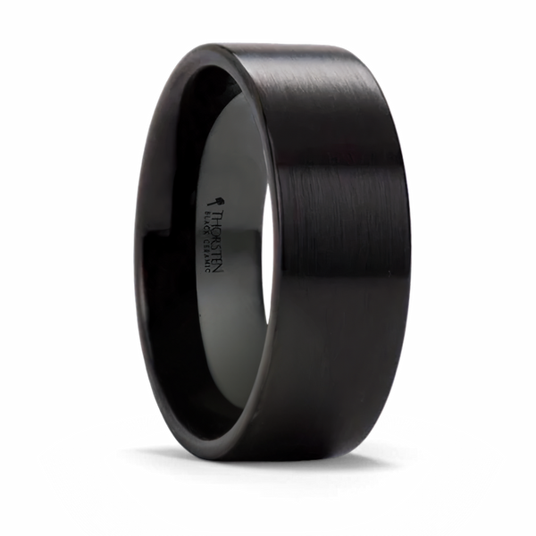 Flat Pipe Cut Black Ceramic Band - 4mm to 12mm 