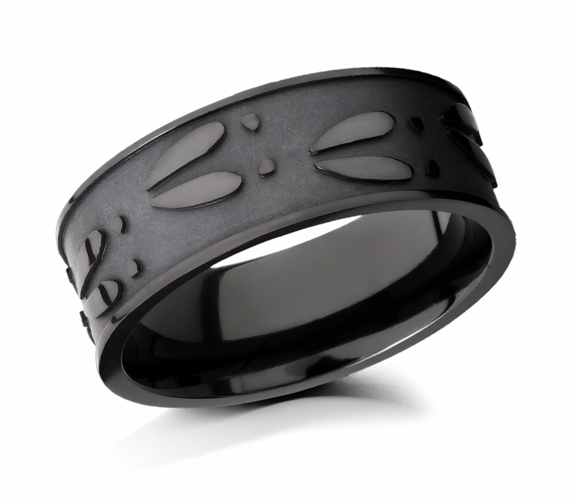 Black Deer Track Ring - Zirconium 8mm 