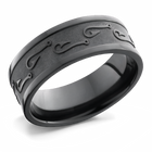 Black Fish Hook Pattern Ring - 7mm 